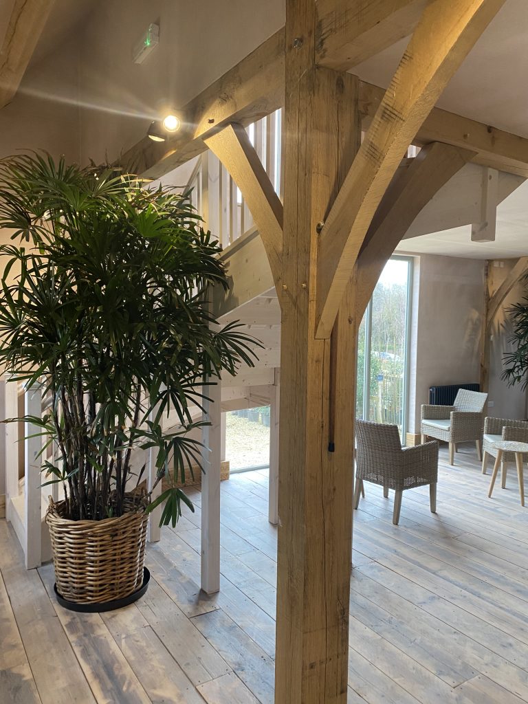 Room above garages, green oak timber frame