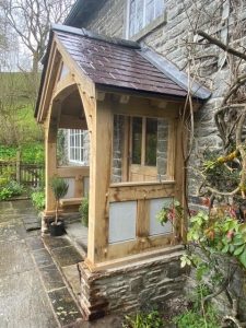 Green Oak Porch Shropshire Left Close 225x300